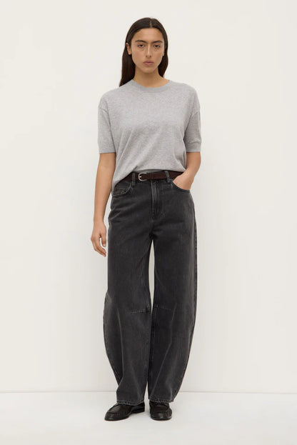 Assembly Label - Vanya Cotton Cashmere Knit Tee - Grey Marle