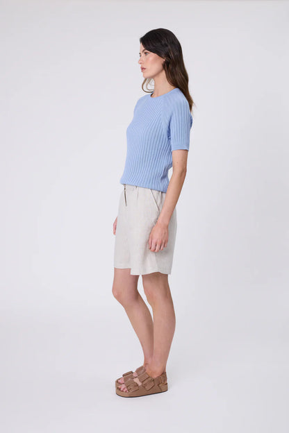 Marlow - Wisp Knit Tee - Blue Smoke