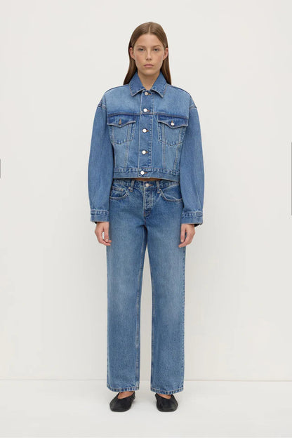 Assembly Label - Womens Cropped Denim Jacket - Classic Blue