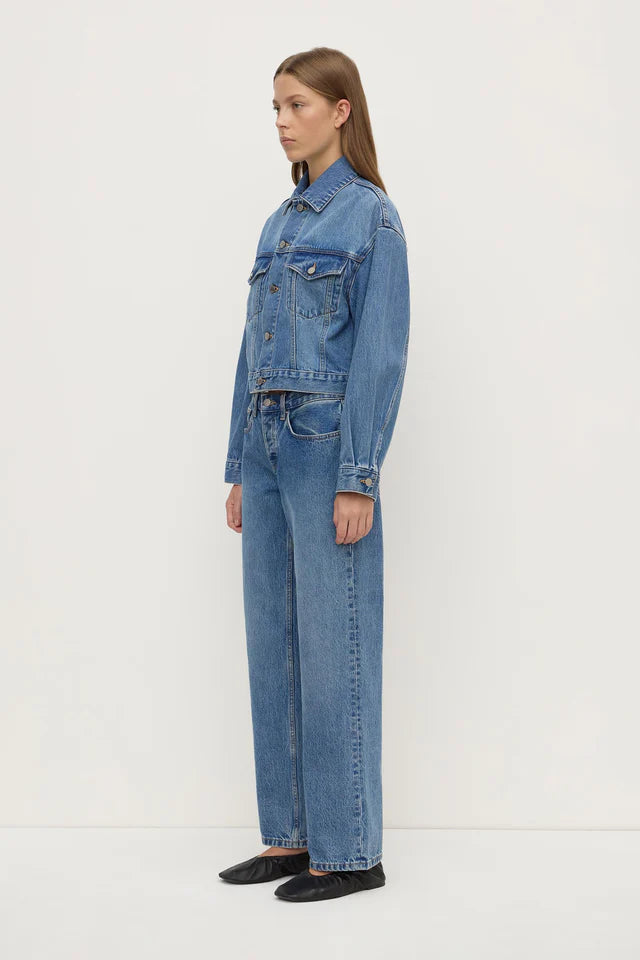 Assembly Label - Womens Cropped Denim Jacket - Classic Blue