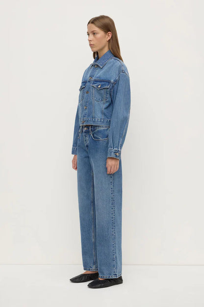 Assembly Label - Womens Cropped Denim Jacket - Classic Blue