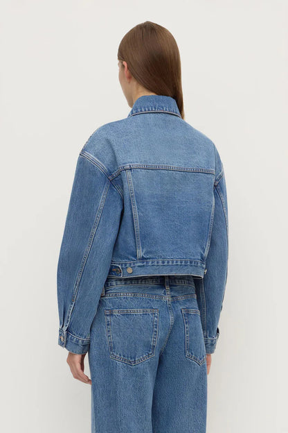Assembly Label - Womens Cropped Denim Jacket - Classic Blue