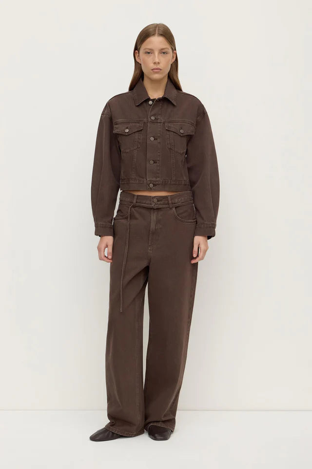 Assembly Label - Womens Cropped Denim Jacket - Dark Ganache