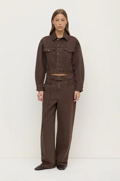 Assembly Label - Womens Cropped Denim Jacket - Dark Ganache