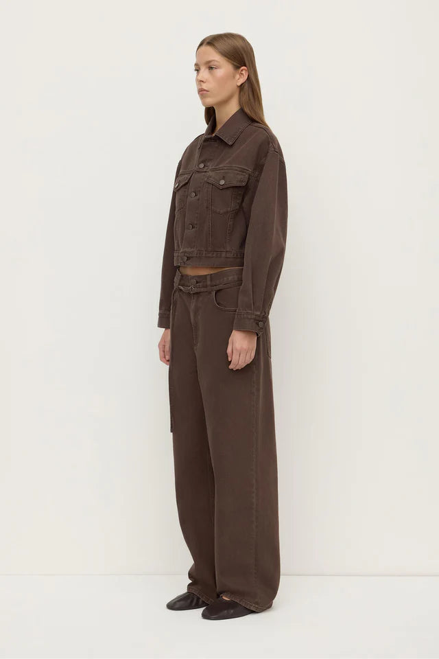 Assembly Label - Womens Cropped Denim Jacket - Dark Ganache