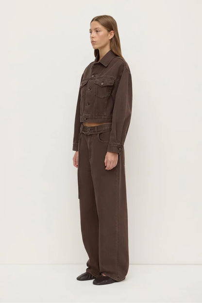 Assembly Label - Womens Cropped Denim Jacket - Dark Ganache