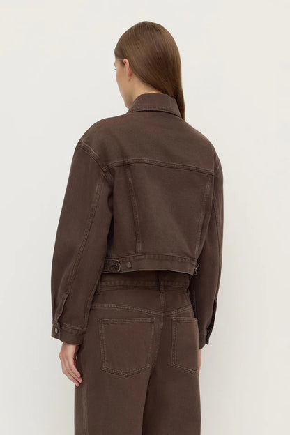 Assembly Label - Womens Cropped Denim Jacket - Dark Ganache