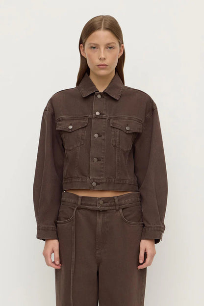 Assembly Label - Womens Cropped Denim Jacket - Dark Ganache