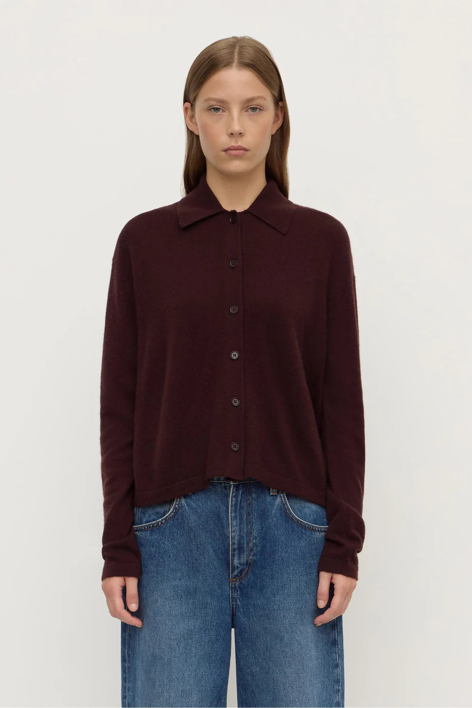 Assembly Label - Wool Cashmere Kint Cardigan - Dark Merlot