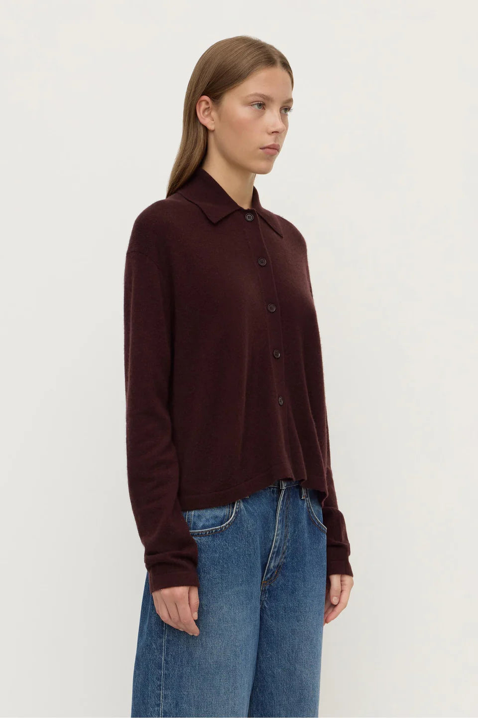 Assembly Label - Wool Cashmere Kint Cardigan - Dark Merlot
