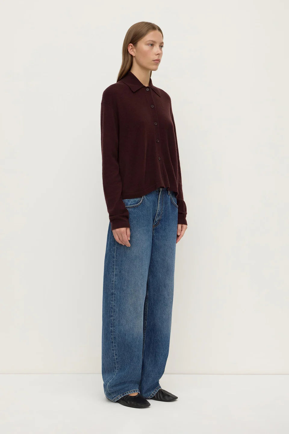 Assembly Label - Wool Cashmere Kint Cardigan - Dark Merlot