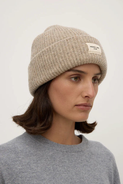 Assembly Label - Wool Rib Beanine - Stone Marle