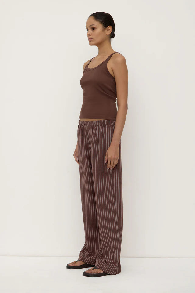 Assembly Label -Zayla Silk Stripe Pant - Cream/Espresso