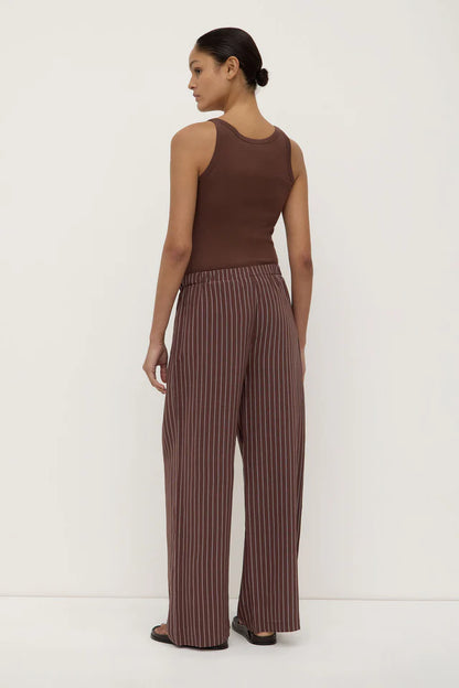 Assembly Label -Zayla Silk Stripe Pant - Cream/Espresso