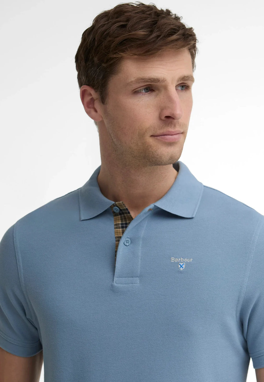 BARBOUR - TARTAN PIQUE TAILORED POLO SHIRT - TARN BLUE