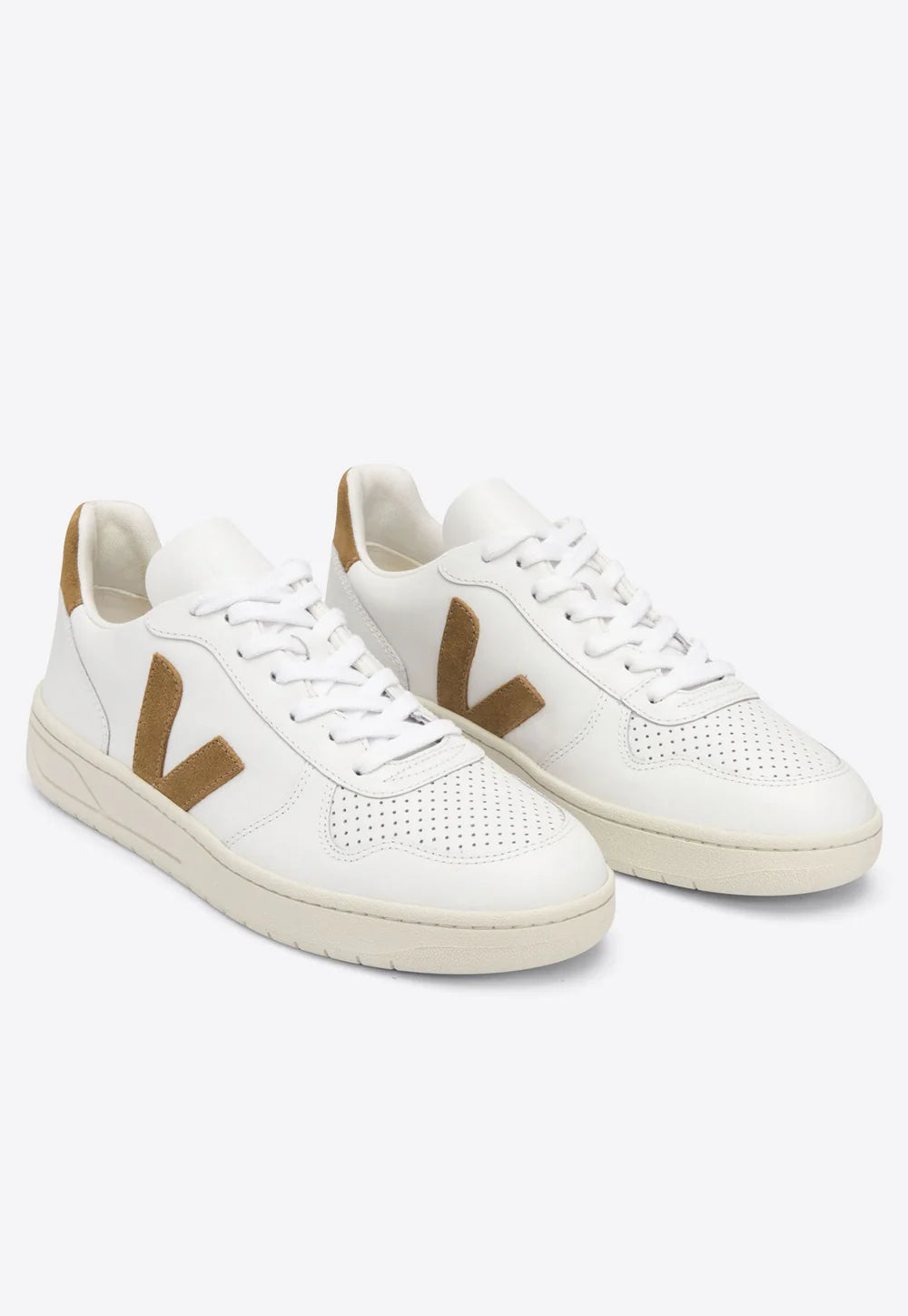 Veja- V10 Leather Extra White Camel Shoes