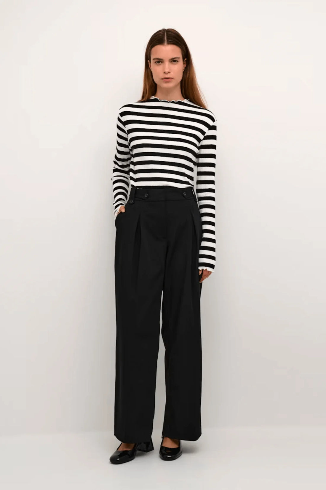 Karen By Simonsen - Candace Big Stripe Long Sleeve - Egret/Meteorite Stripe