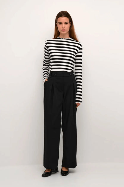 Karen By Simonsen - Candace Big Stripe Long Sleeve - Egret/Meteorite Stripe