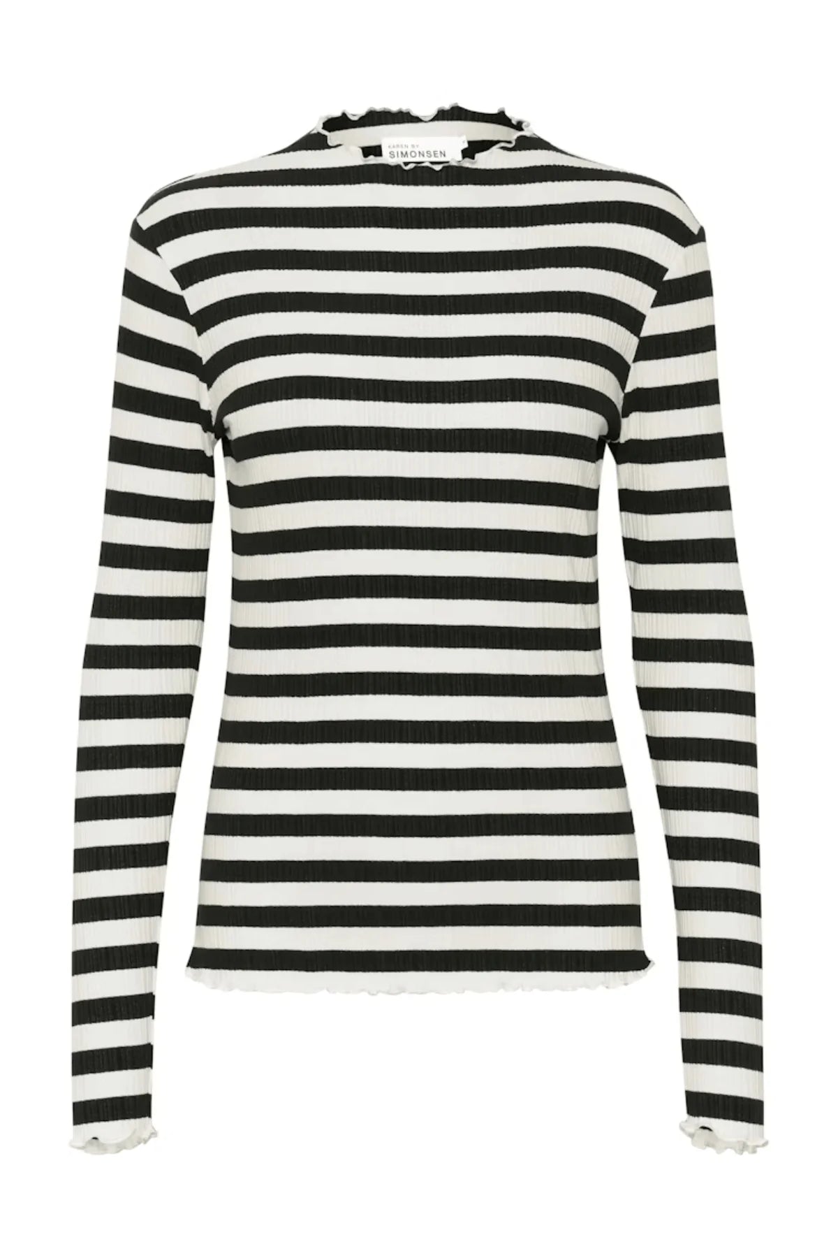 Karen By Simonsen - Candace Big Stripe Long Sleeve - Egret/Meteorite Stripe