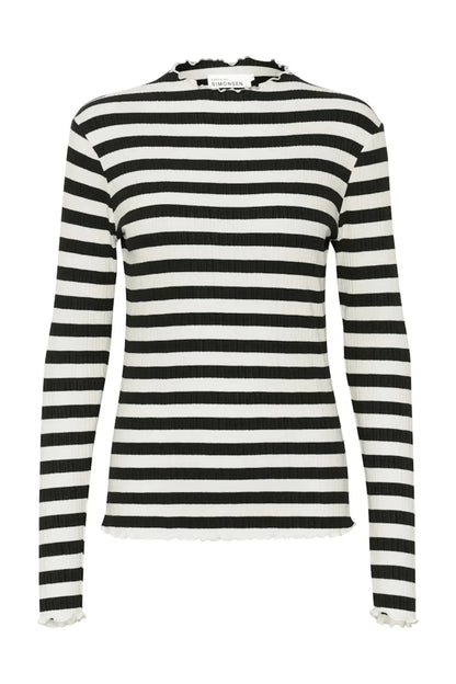 Karen By Simonsen - Candace Big Stripe Long Sleeve - Egret/Meteorite Stripe