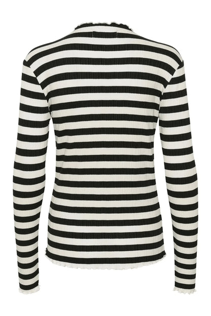 Karen By Simonsen - Candace Big Stripe Long Sleeve - Egret/Meteorite Stripe
