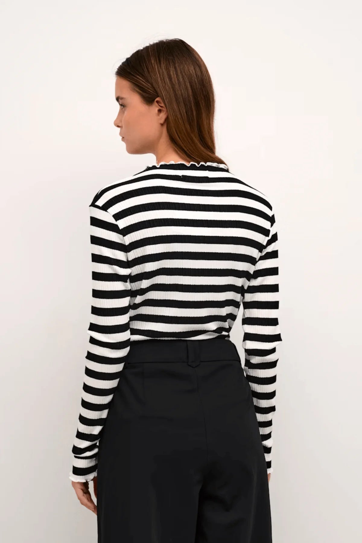 Karen By Simonsen - Candace Big Stripe Long Sleeve - Egret/Meteorite Stripe