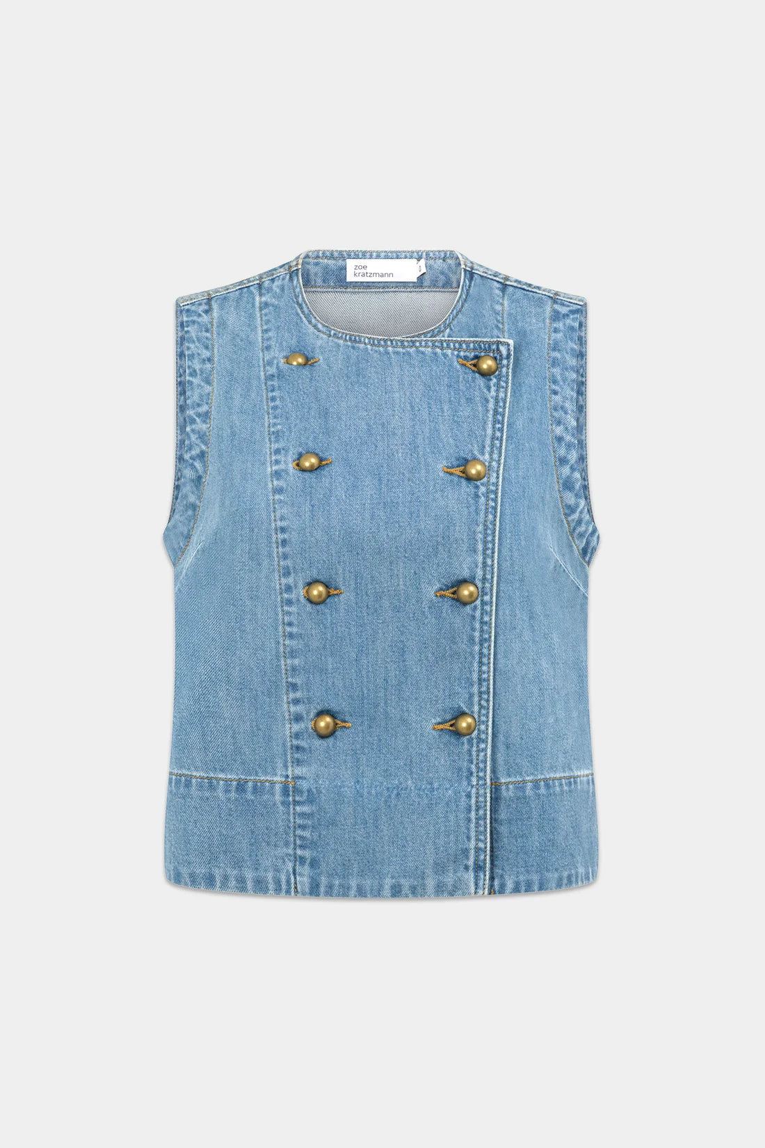 ZOE KRATZMANN - CHARGE VEST - MID WASH DENIM