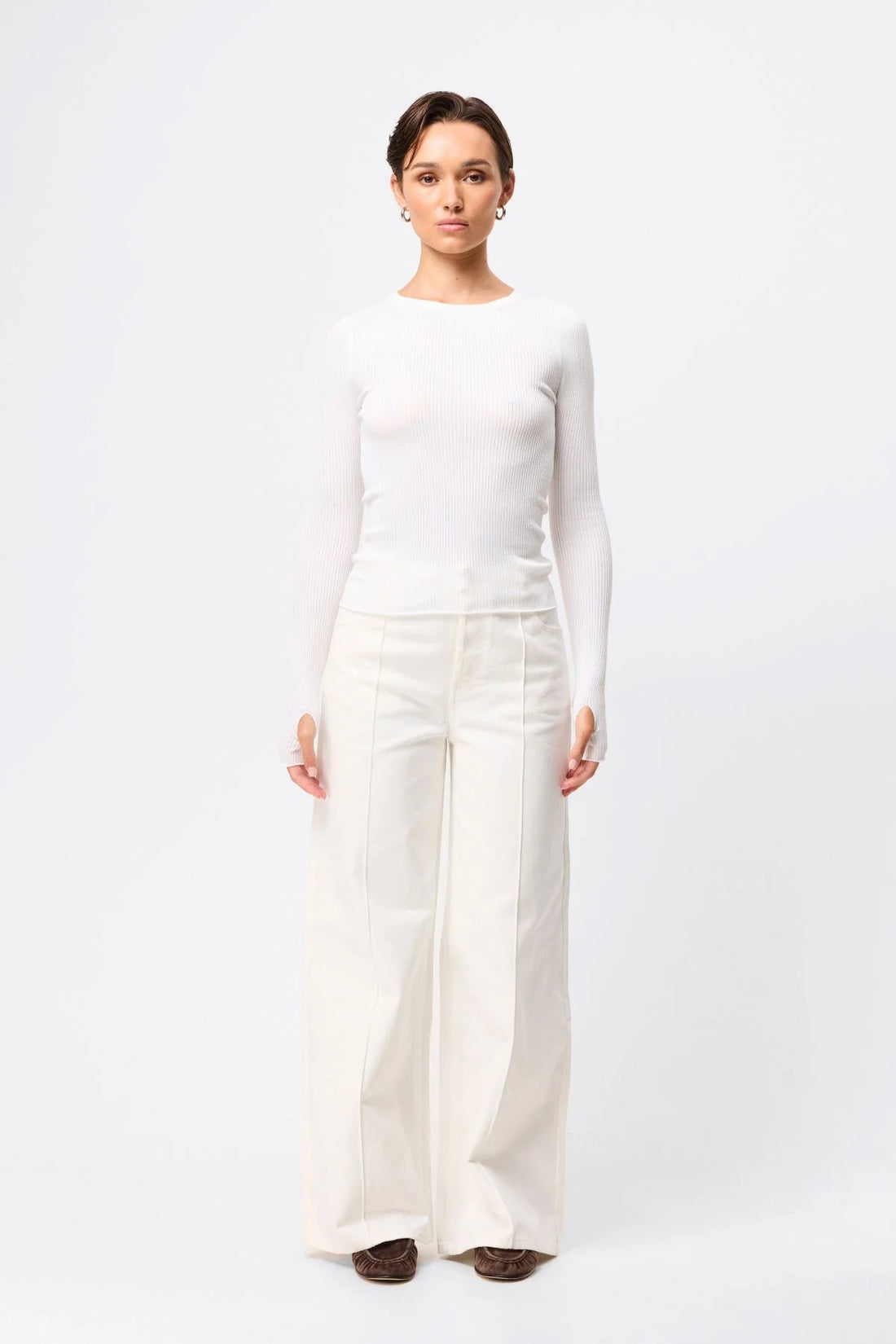 Mossman - Fine Line Knit - White
