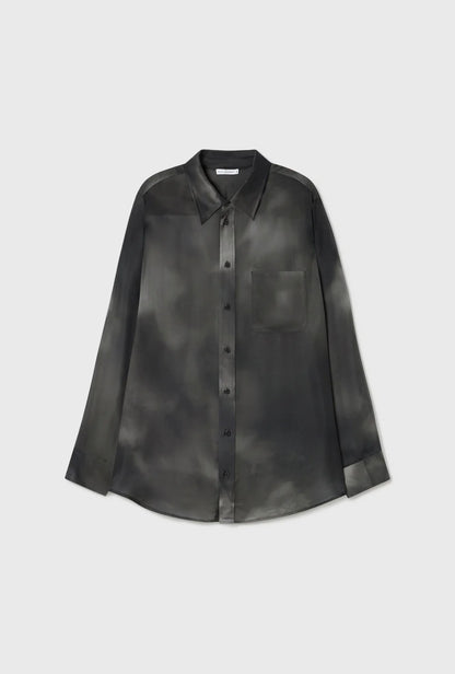 Silk Laundry - Chiffon Boyfriend Shirt -Smoke