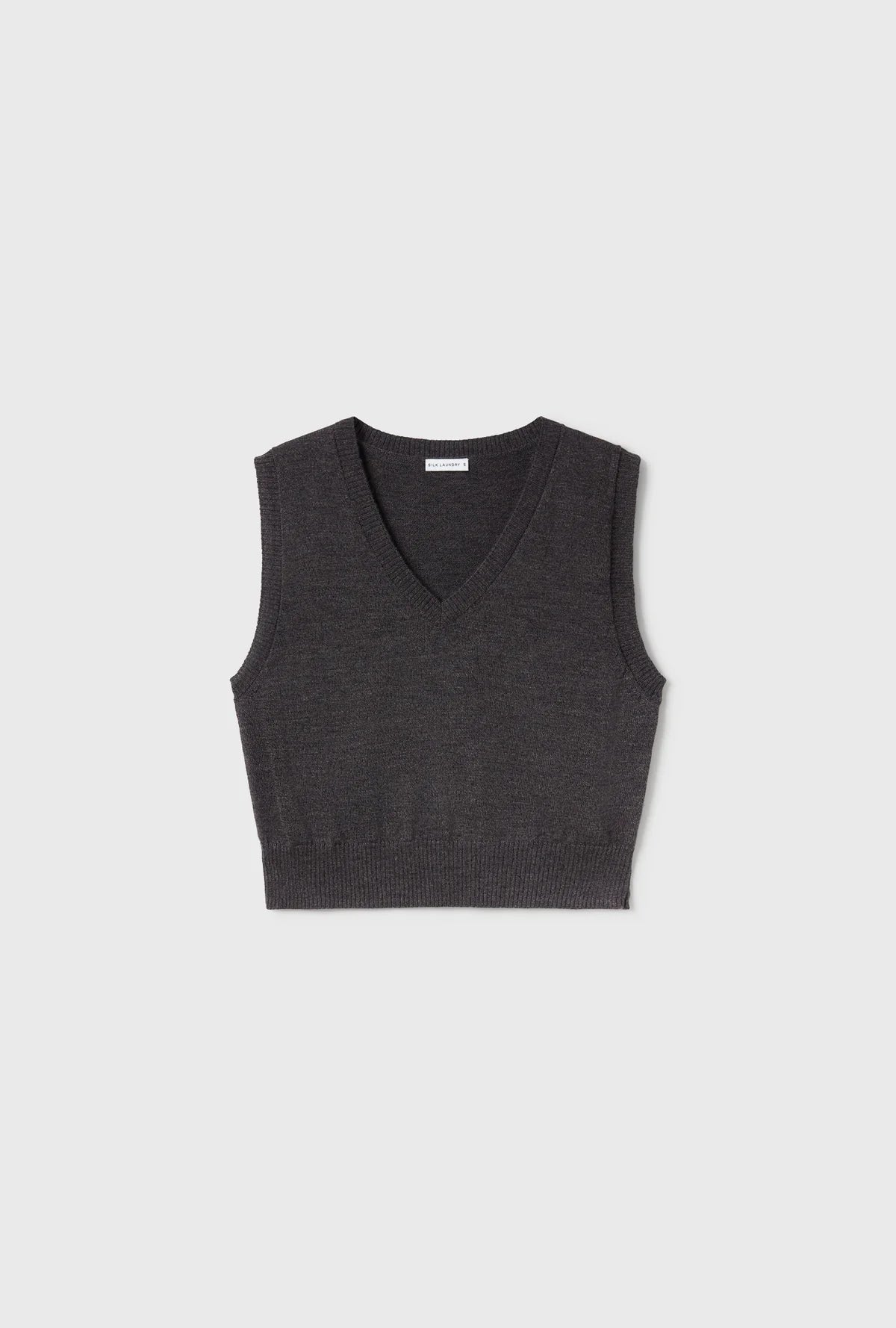 Silk Laundry - V-Neck Sweater Vest - Granite Melange