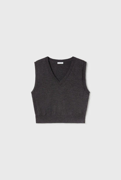 Silk Laundry - V-Neck Sweater Vest - Granite Melange