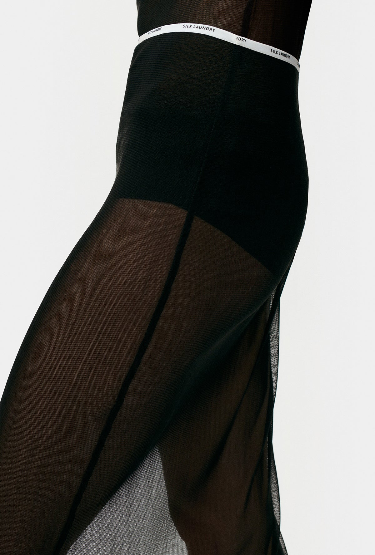 Silk Laundry - Mesh Mid Length Skirt - Black