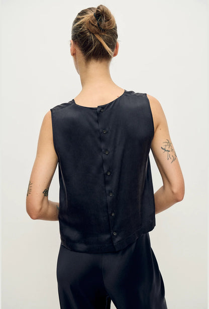 Silk Laundry - Elena Top - Black Satin