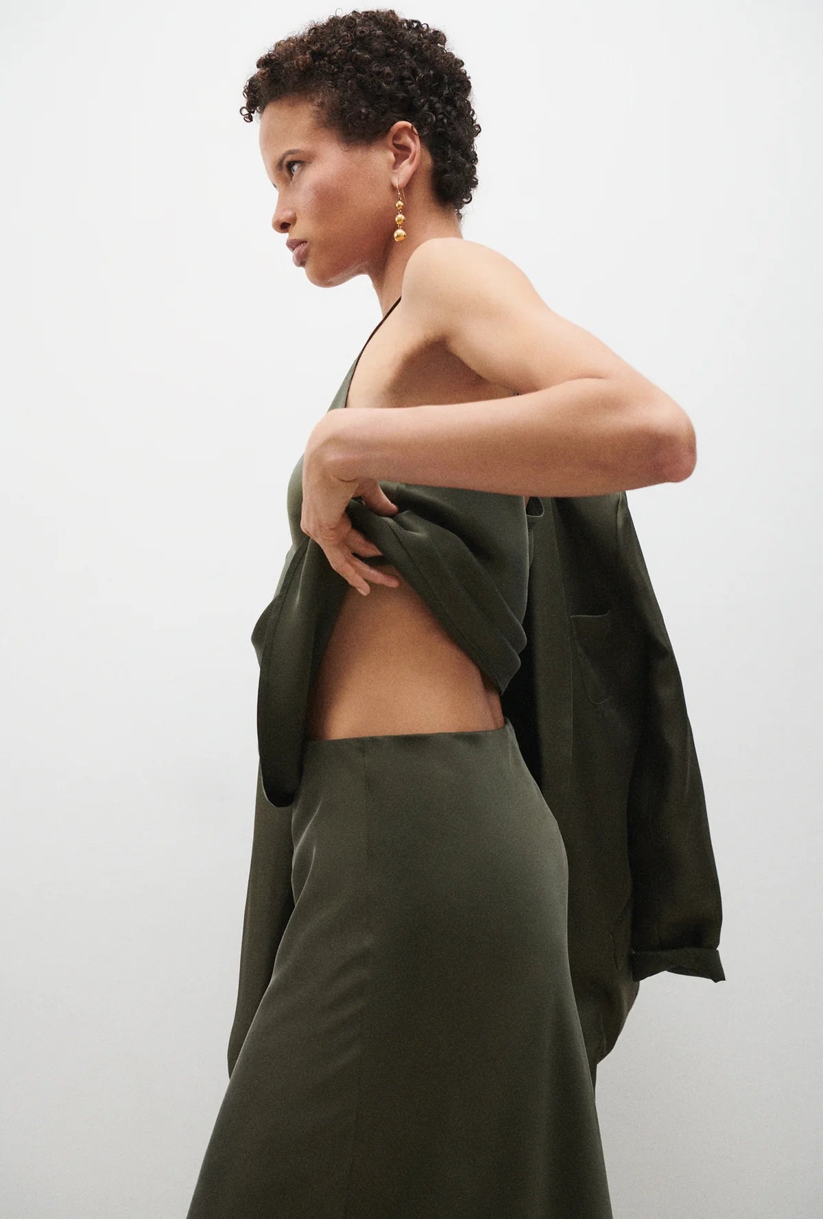 Silk Laundry - Bias Cut Skirt - Pine