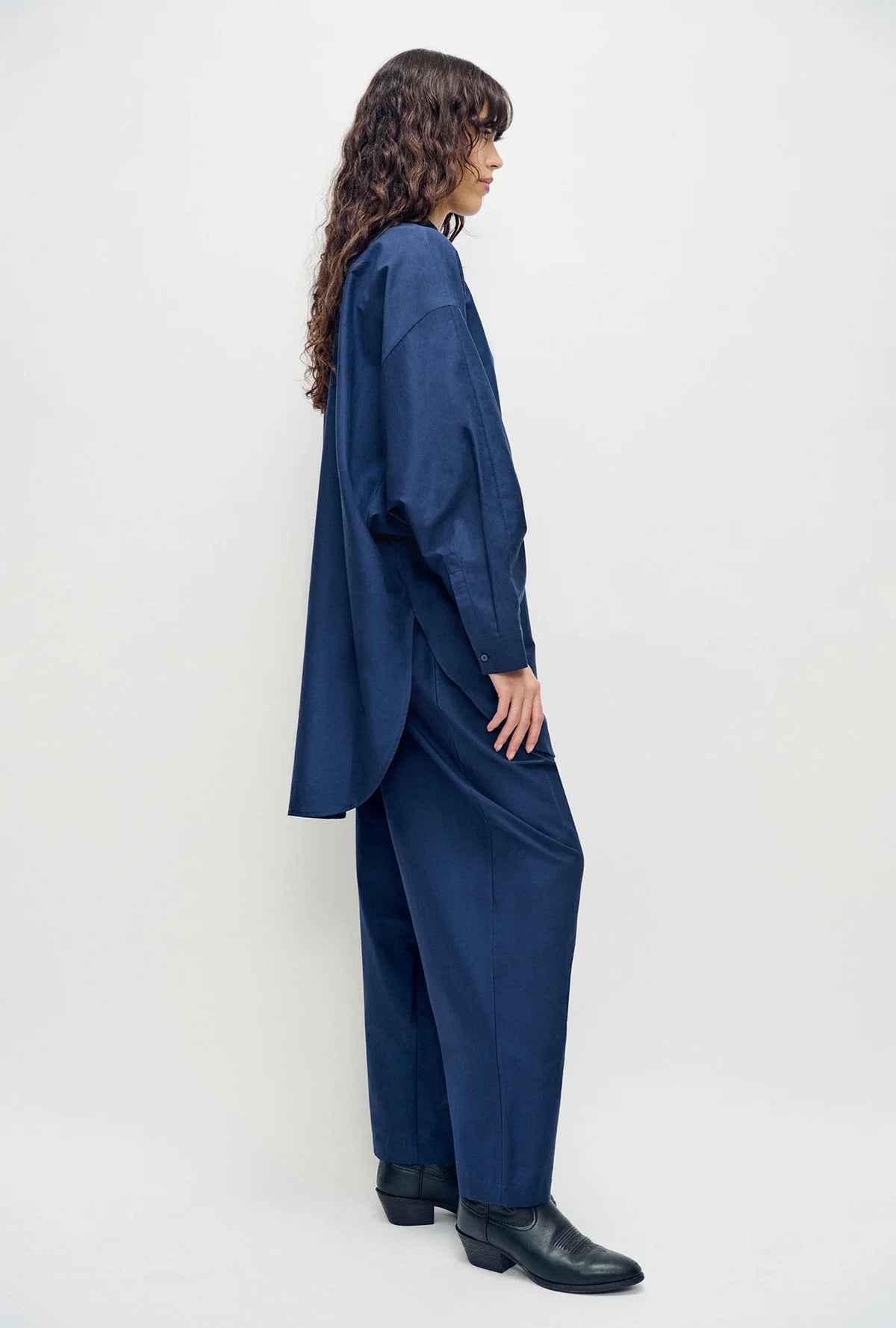 Silk Laundry - Cotton Silk Round Shirt - Midnight