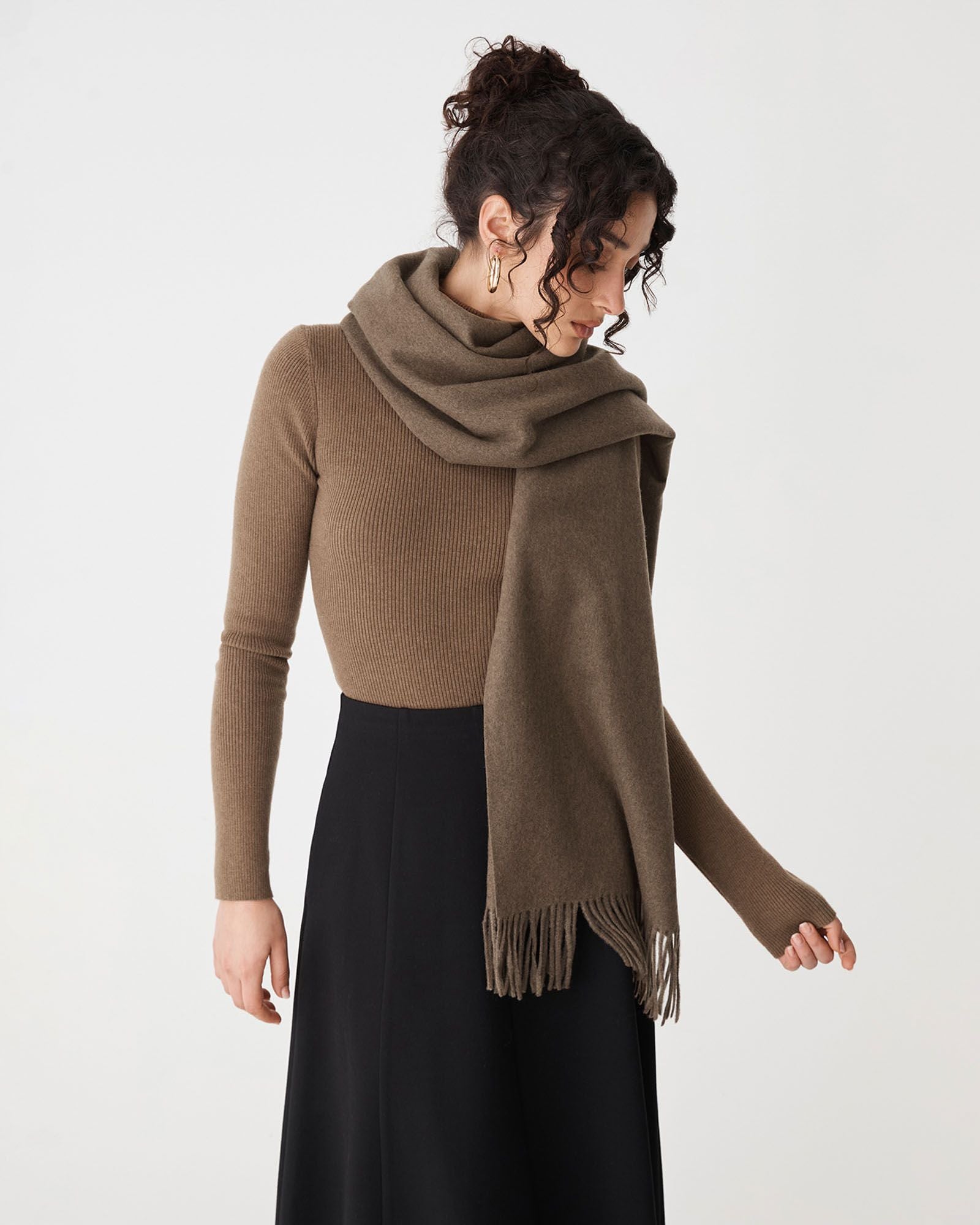 Forcast - Audree Wool Blend Scarf - Coffee