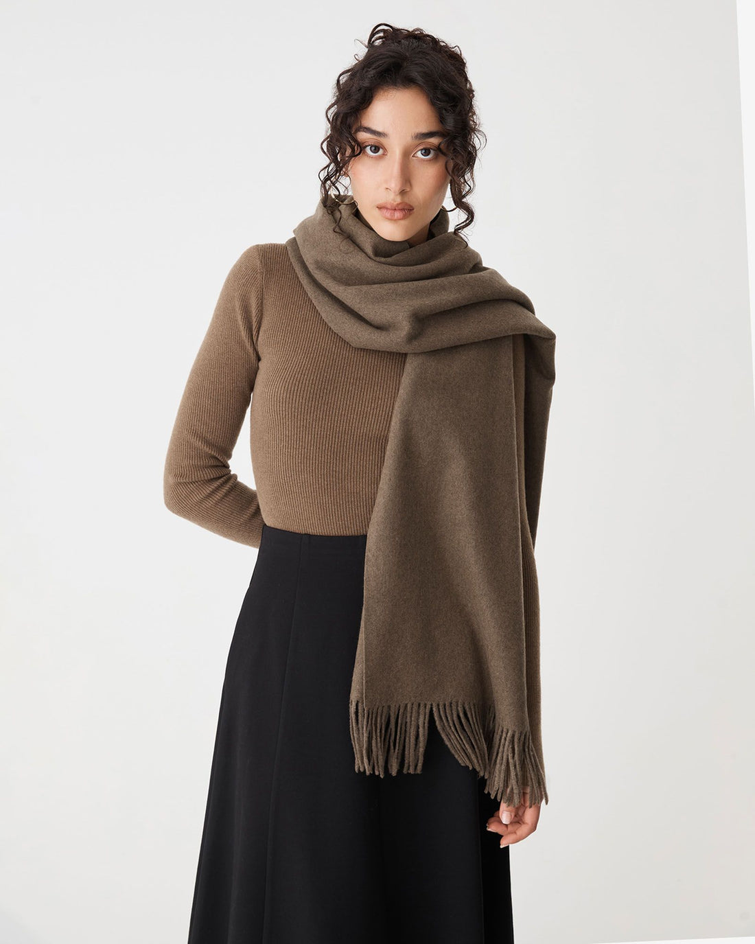 Forcast - Audree Wool Blend Scarf - Coffee