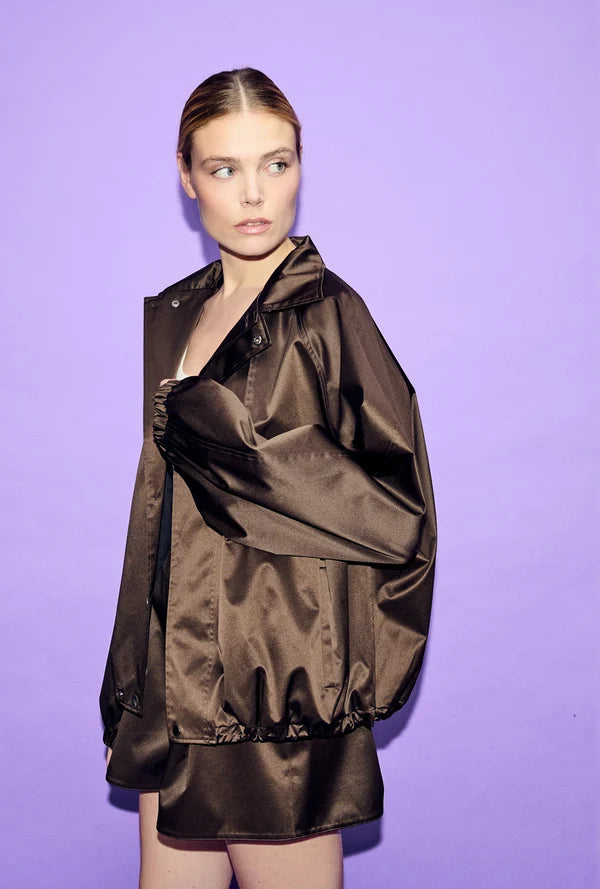SILK LAUNDRY - COATED SILK BOMBER JACKET
