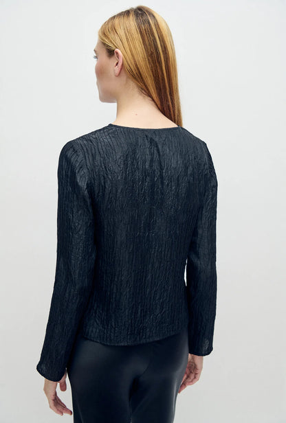 Silk Laundry - Crinkle Long Sleeve Top - Black