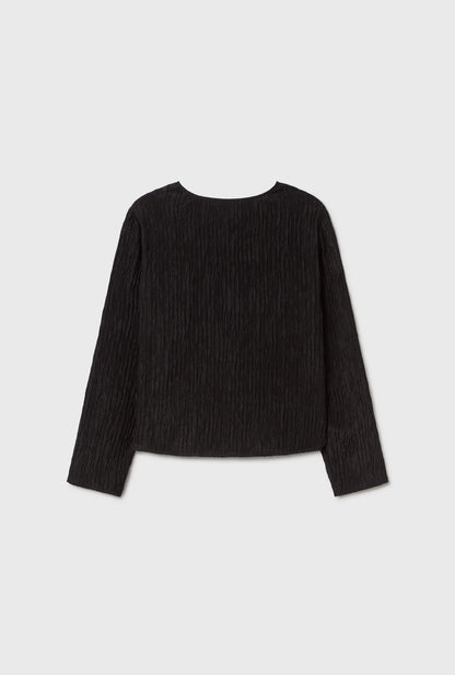 Silk Laundry - Crinkle Long Sleeve Top - Black