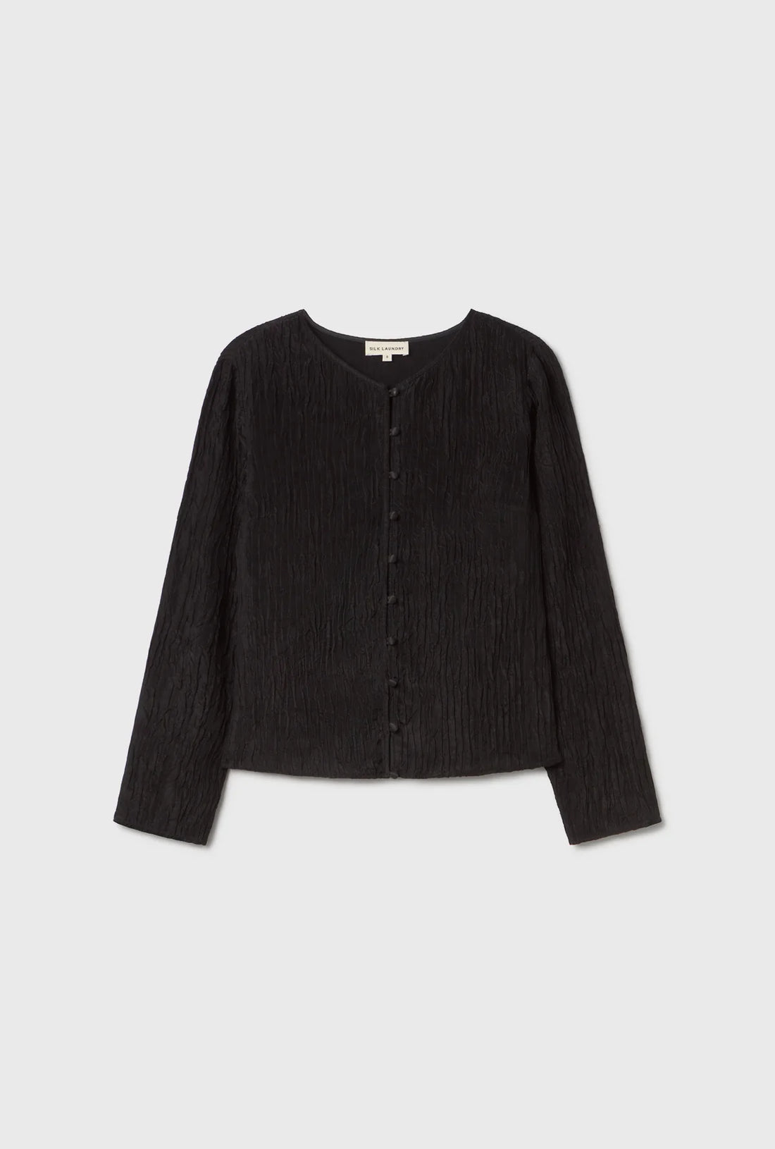 Silk Laundry - Crinkle Long Sleeve Top - Black