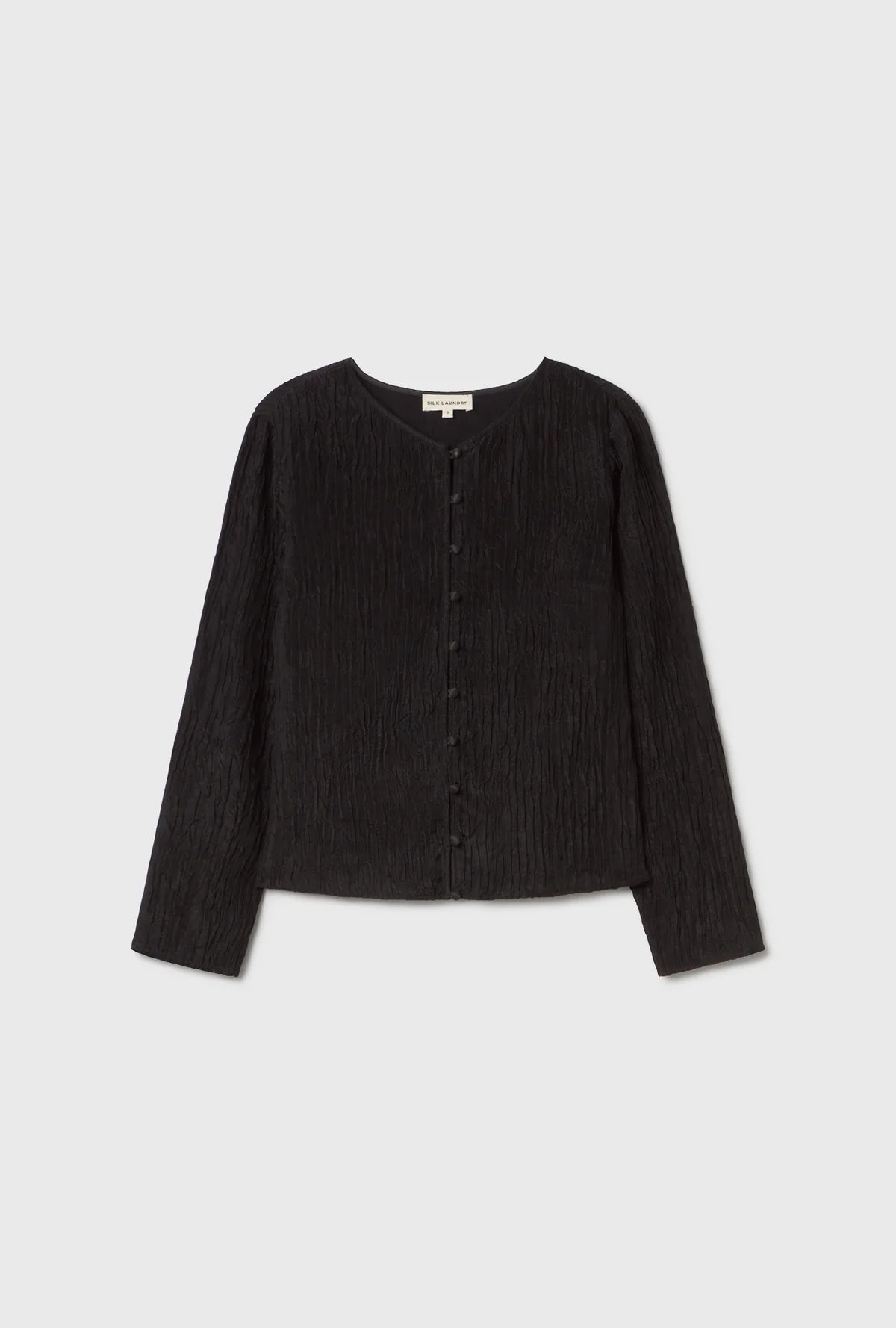 Silk Laundry - Crinkle Long Sleeve Top - Black