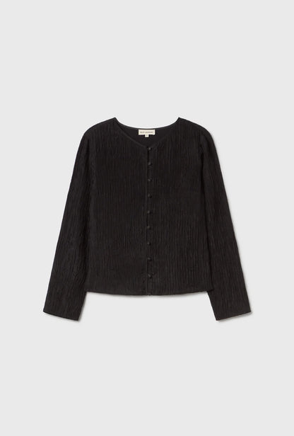 Silk Laundry - Crinkle Long Sleeve Top - Black