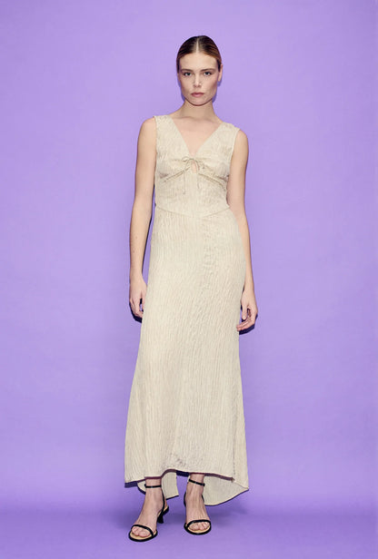 SILK LAUNDRY - CRINKLE PEEK- A-BOO DRESS - HAZELNUT