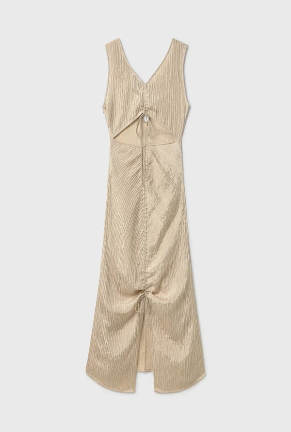 SILK LAUNDRY - CRINKLE PEEK- A-BOO DRESS - HAZELNUT