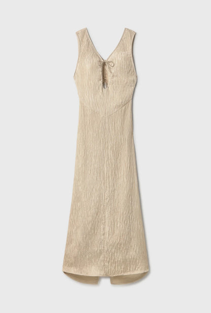 SILK LAUNDRY - CRINKLE PEEK- A-BOO DRESS - HAZELNUT
